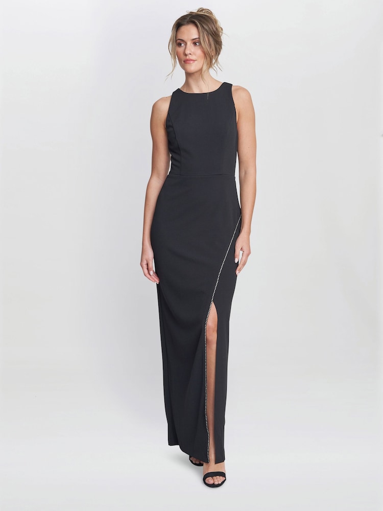Gina Bacconi Esmeralda Sleeveless Column Maxi Black Dress - Image 1 of 6