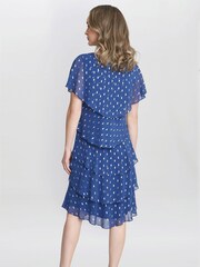 Gina Bacconi Blue Juliette Foil Print Tier Dress - Image 2 of 4