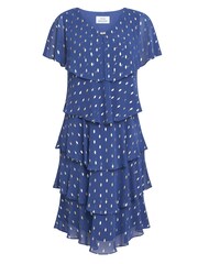 Gina Bacconi Blue Juliette Foil Print Tier Dress - Image 4 of 4