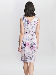 Gina Bacconi Pink Evelina Petite Printed Dress With Hip Detail - Image 2 of 5