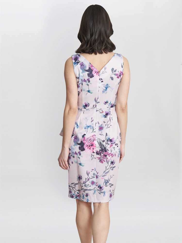 Gina Bacconi Pink Evelina Petite Printed Dress With Hip Detail - Image 2 of 5