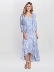 Gina Bacconi Blue Barbara Midi Dress With Cascade Jacket - Image 1 of 6