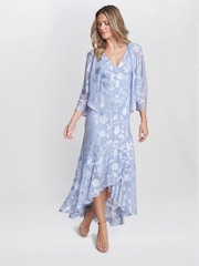 Gina Bacconi Blue Barbara Midi Dress With Cascade Jacket - Image 3 of 6