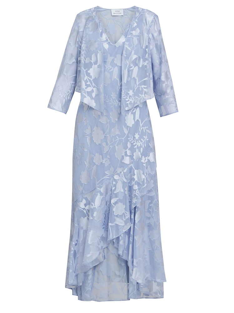 Gina Bacconi Blue Barbara Midi Dress With Cascade Jacket - Image 6 of 6