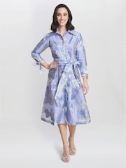 Gina Bacconi Blue Lauren Jacquard Shirt Dress - Image 1 of 6