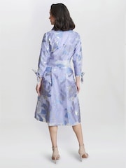 Gina Bacconi Blue Lauren Jacquard Shirt Dress - Image 2 of 6