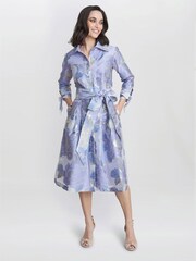 Gina Bacconi Blue Lauren Jacquard Shirt Dress - Image 3 of 6