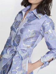 Gina Bacconi Blue Lauren Jacquard Shirt Dress - Image 4 of 6