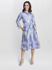 Gina Bacconi Blue Lauren Jacquard Shirt Dress - Image 5 of 6