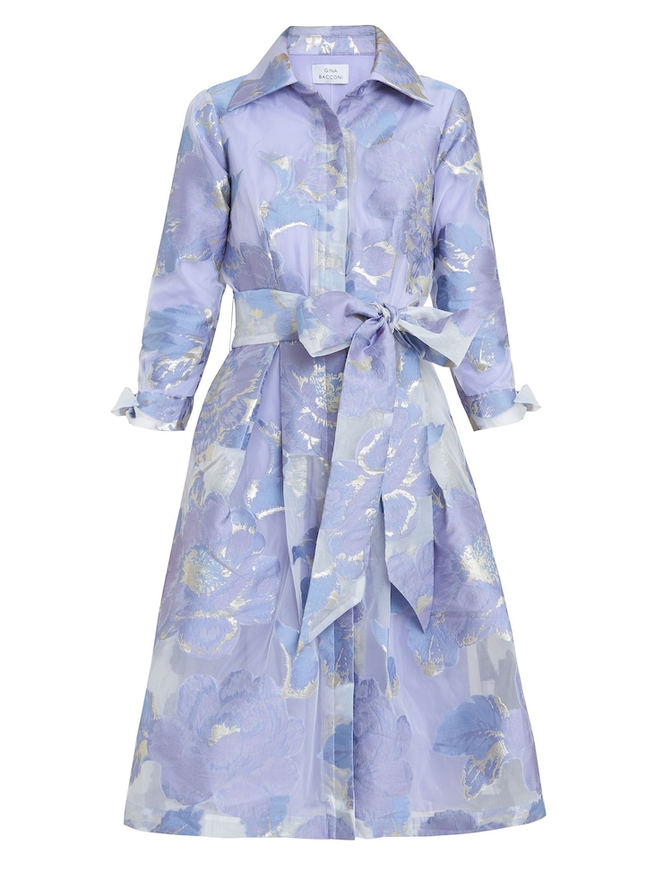 Gina Bacconi Blue Lauren Jacquard Shirt Dress - Image 6 of 6