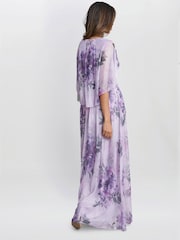 Gina Bacconi Pink Caroline Printed Maxi Dress With Overlay Sleeves - Image 2 of 6