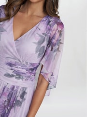 Gina Bacconi Pink Caroline Printed Maxi Dress With Overlay Sleeves - Image 4 of 6
