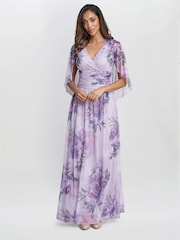 Gina Bacconi Pink Caroline Printed Maxi Dress With Overlay Sleeves - Image 5 of 6