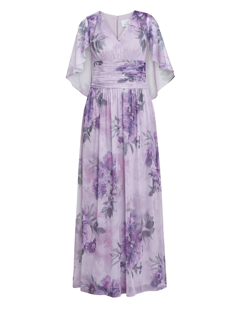Gina Bacconi Pink Caroline Printed Maxi Dress With Overlay Sleeves - Image 6 of 6