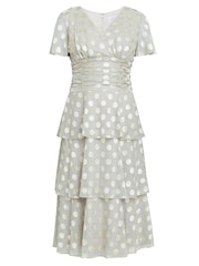 Gina Bacconi Gold Cassie Polka Dot Midi Tier Dress - Image 5 of 5