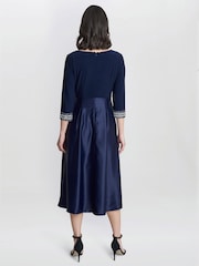 Gina Bacconi Blue Doris Petite Midi High Low Dress With Tie Belt - Image 2 of 5