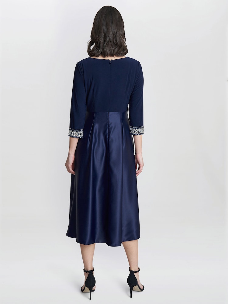 Gina Bacconi Blue Doris Petite Midi High Low Dress With Tie Belt - Image 2 of 5