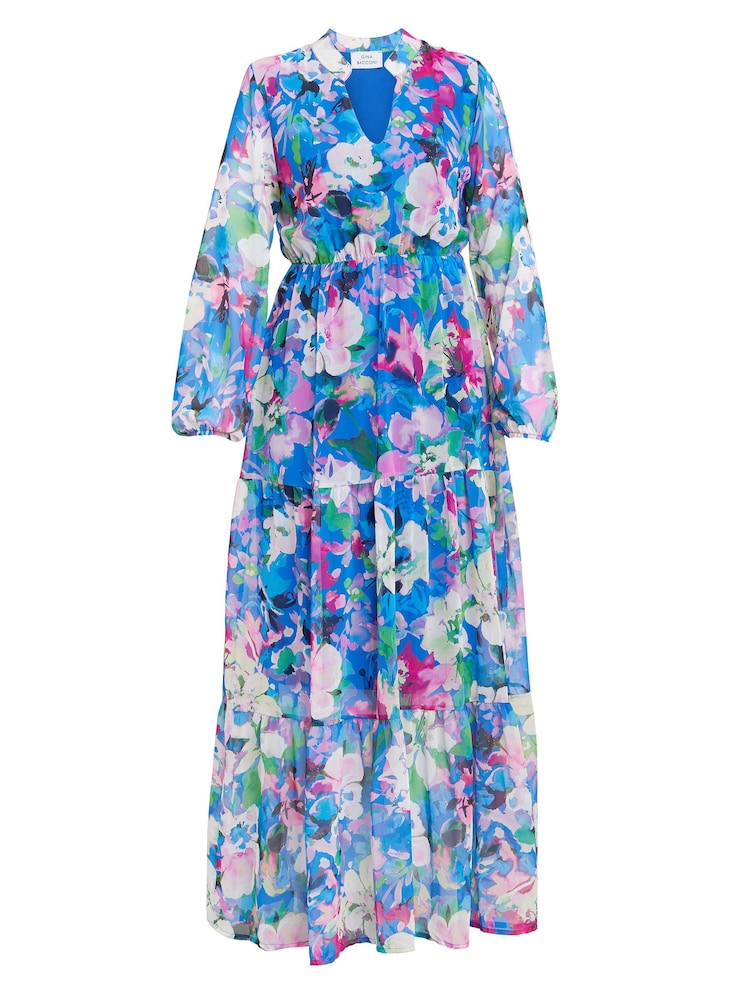 Vestido de cuello alto con estampado azul Iona de Gina Bacconi - Imagen 5 de 5 Vestido de cuello alto con estampado azul Iona de Gina Bacconi - Imagen 5 de 5