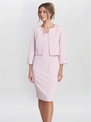 Robe et veste Gina Bacconi Corinne rose en crêpe - Image 1 of 6