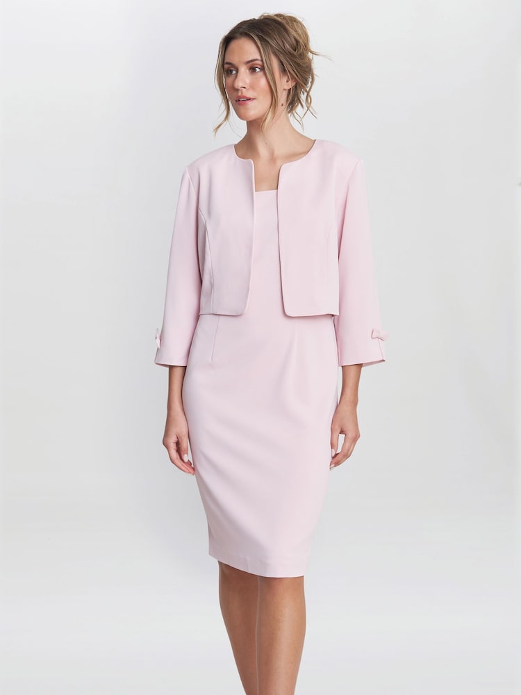 Robe et veste Gina Bacconi Corinne rose en crêpe - Image 1 of 6