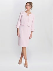 Robe et veste Gina Bacconi Corinne rose en crêpe - Image 3 of 6