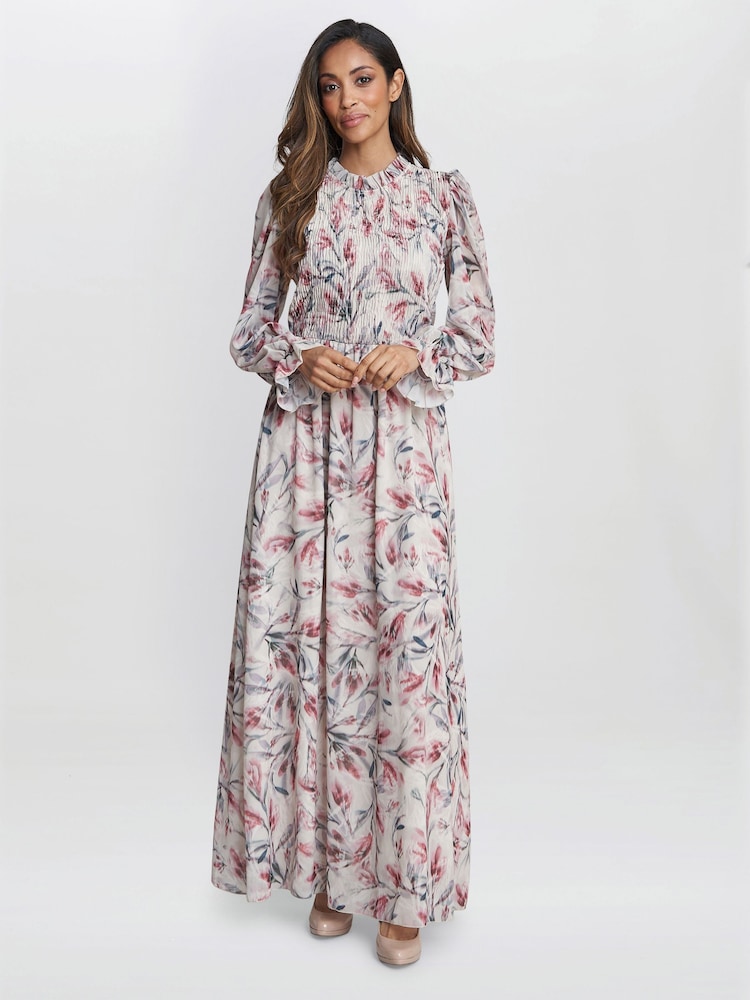 Gina Bacconi Thea Sheered Long Sleeve Dress - Image 1 of 5