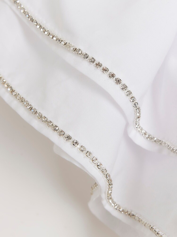 River Island White Girls Rhinestone Frill 100% Cotton Bodysuit - Image 3 of 3