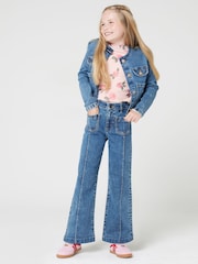 River Island Blue Girls Seam Front Pocket Flare 100% Cotton Jeans - Image 1 of 4