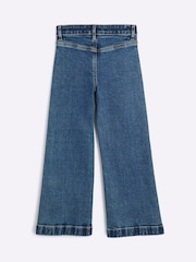 River Island Blue Girls Seam Front Pocket Flare 100% Cotton Jeans - Image 2 of 4