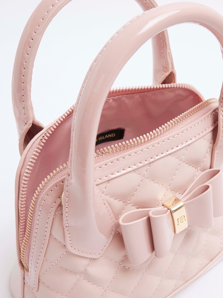 River Island Pink Girls Quilted BOWS Bag - Image 4 of 4