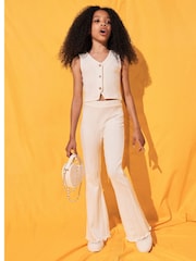 أبيض - طقم بناتي من صديري مضلَّع وبنطلون قطن 100% من River Island - صورة 2 من 5