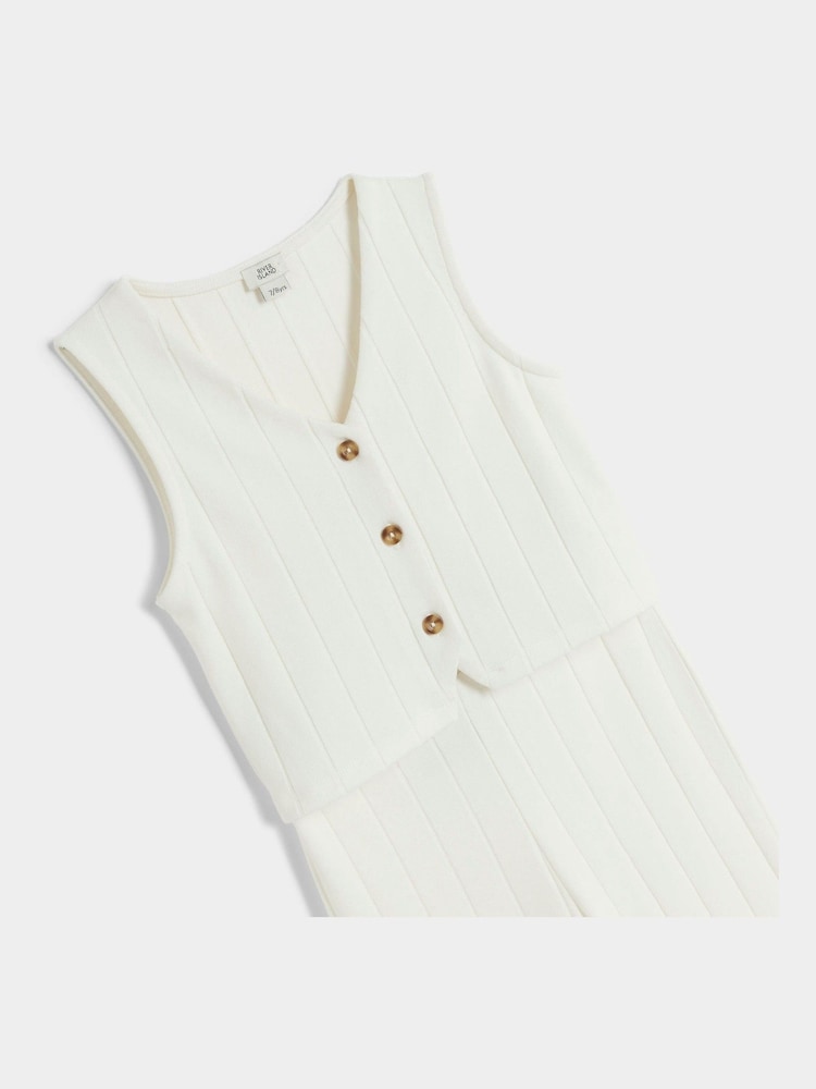 أبيض - طقم بناتي من صديري مضلَّع وبنطلون قطن 100% من River Island - صورة 5 من 5 أبيض - طقم بناتي من صديري مضلَّع وبنطلون قطن 100% من River Island - صورة 5 من 5