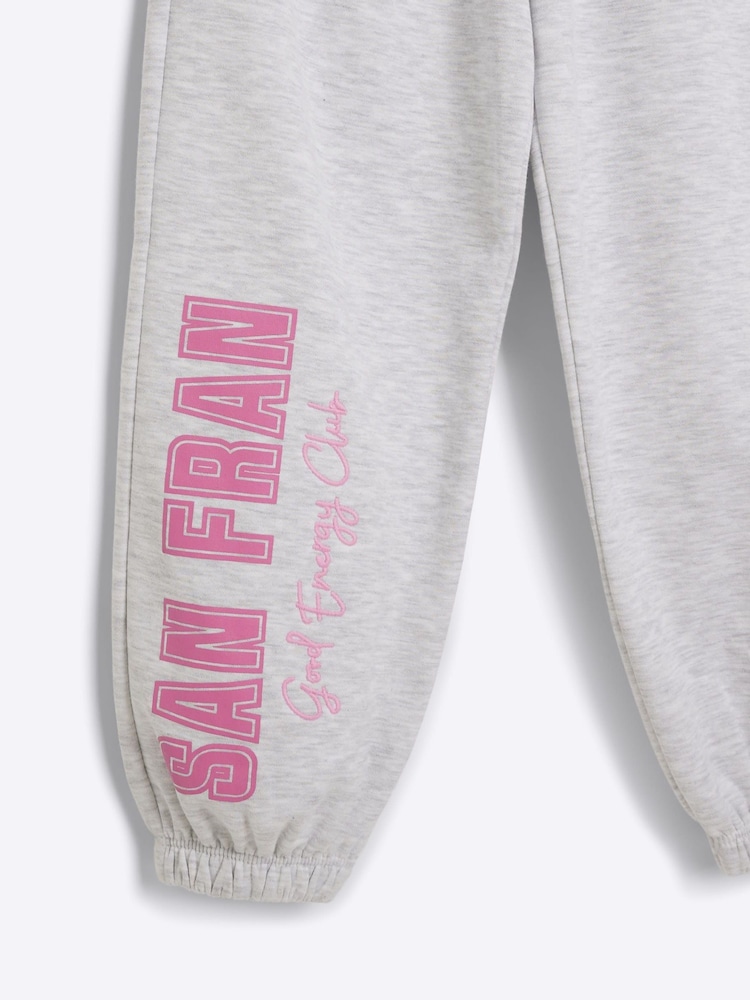 River Island Grey Girls Lounge 100% Cotton Hoodie and Joggers Set - Image 4 of 4