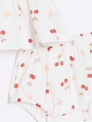 River Island Cream Baby Girls Printed 100% Cotton Bloomer Set - Image 2 of 3