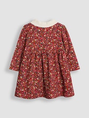 JoJo Maman Bébé Red Christmas Robin Floral Peter Pan Dress - Image 2 of 3