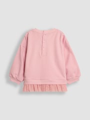 JoJo Maman Bébé Pink Reindeer Sequin Tulle Frill Sweatshirt - Image 2 of 3