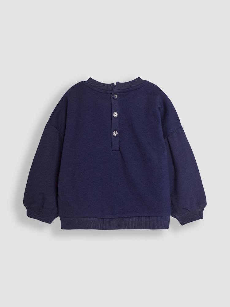 JoJo Maman Bébé Navy Unicorn Sequin Sweatshirt - Image 4 of 4