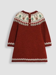 JoJo Maman Bébé Red Reindeer Christmas Knitted Dress - Image 2 of 4