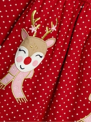 JoJo Maman Bébé Red Reindeer Appliqué Frill Dress - Image 3 of 3