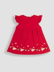 JoJo Maman Bébé Red Baby Robin Embroidered Cord  Dress and Body Set - Image 2 of 5