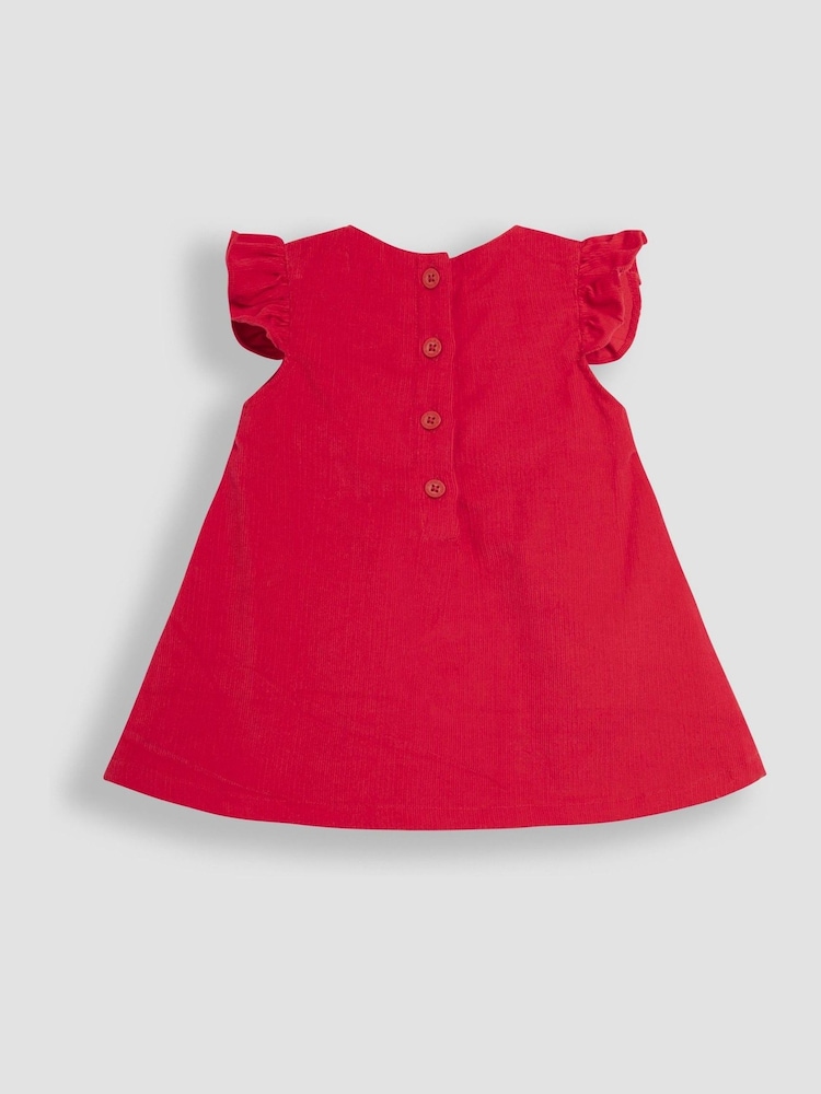 JoJo Maman Bébé Red Baby Robin Embroidered Cord  Dress and Body Set - Image 3 of 5