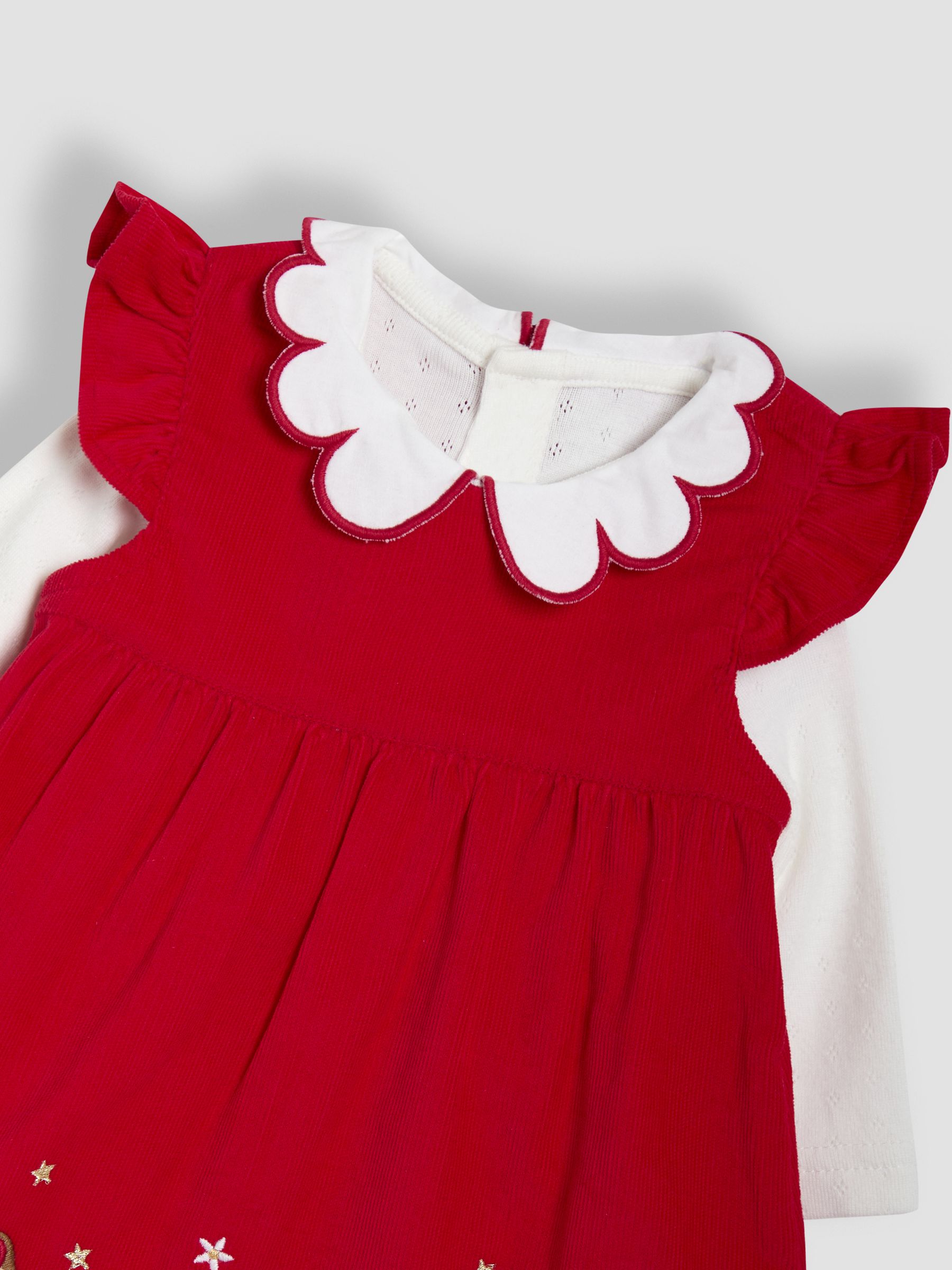 Buy JoJo Maman Bébé Red Embroidered Cord Baby Dress & Body Set from the ...