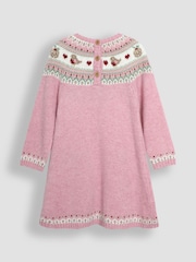 JoJo Maman Bébé Pink Pudding Christmas Knitted Dress - Image 3 of 4