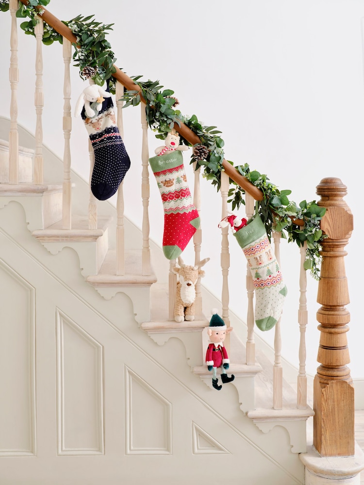 JoJo Maman Bébé Blue Reindeer Knitted Stocking - Image 3 of 3