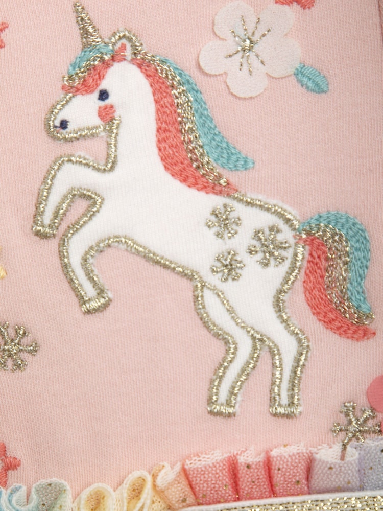 JoJo Maman Bébé Pink Unicorn Rainbow Tulle Party Dress - Image 4 of 5