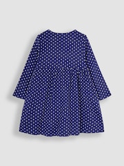 JoJo Maman Bébé Navy Santa and Unicorn Appliqué Button Front Dress - Image 3 of 5