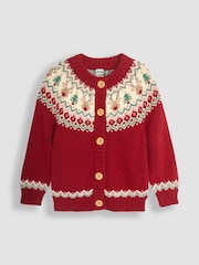 JoJo Maman Bébé Christmas Reindeer Cardigan - Imagen 1 de 3