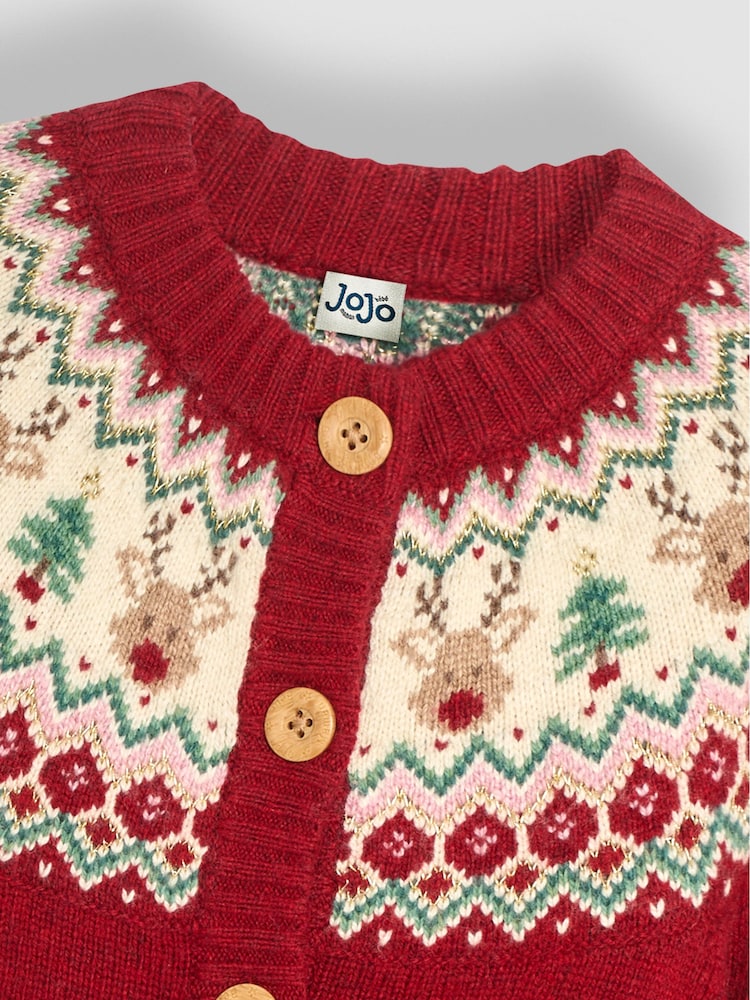 JoJo Maman Bébé Christmas Reindeer Cardigan - Imagen 3 de 3