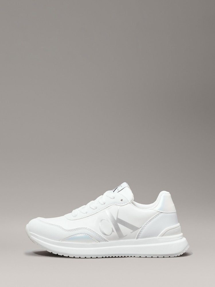 Calvin Klein White Low Cut Lace-Up Sneakers - Image 2 of 7