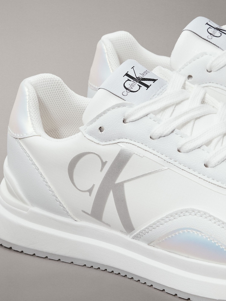 Calvin Klein White Low Cut Lace-Up Sneakers - Image 7 of 7